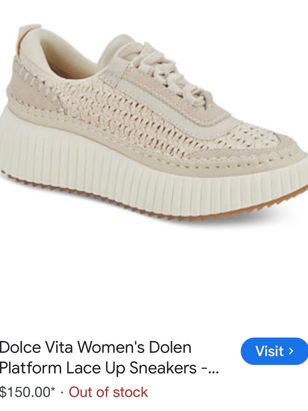 Dolce Vita Cream Woven Platform Lace-Up Sneakers Sz 11